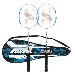 Silvers Jointless Aluminium Alloy Badminton Kit 2 Racquets Cover