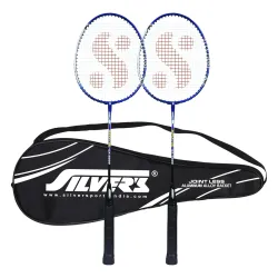 Silver's Jointless Aluminium Alloy Composite Storm Badminton Kit (2 Racquets with Full Cover)(Blue/Silver)