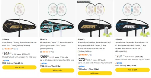 Image of Silver's Aluminium Badminton Kit Starting @ ₹198