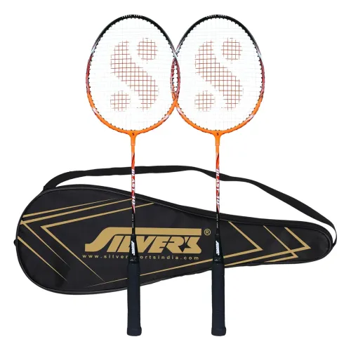 Image of Silver's Aluminium Blast Badminton Kit (2 Racquets with Full Cover)(Orange /Black)