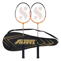 Silvers Aluminium Blast Badminton Kit (2 Racquets with Full Cover)(Orange /Black)