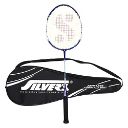 Silvers Jointless Aluminium Alloy Composite Delta Badminton Racket with Full Cover(Blue/White)
