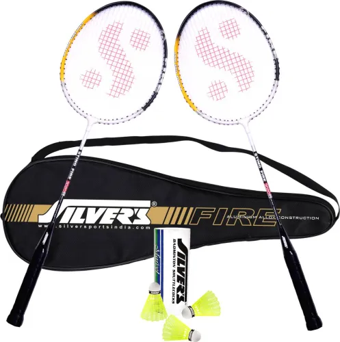 Image of Silver's FIRE Badminton Combo (2 Rackets + 3 Shuttles)