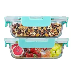 SIMPARTE 370ml Rectangular Borosilicate Glass Food Storage Containers 