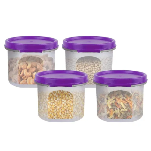 Image of SIMPARTE Smart Slim Storage Air-Tight & Leak Resistant Plastic Round Modular Container For Juice, Snacks, Cookies, Wafer