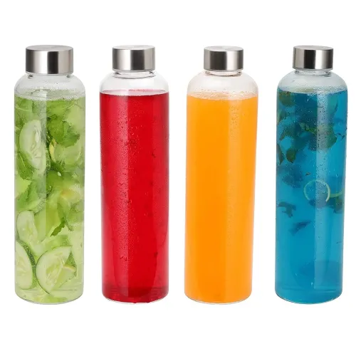 Image of SIMPARTE Borosilicate GlassWater Bottles 1000ml | Leak-Proof, Freezer Safe, Wide Mouth | Stainless Steel Cap | Perfect f