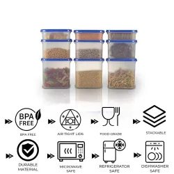 SIMPARTE Modular Airtight Kitchen Storage Container Set with Plain Lid 1800ml x