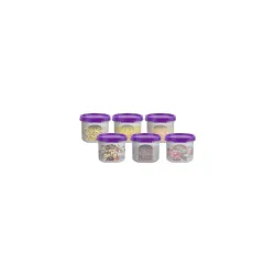 SIMPARTE Smart Slim Storage (Set of 6) Air-Tight & Leak Resistant Round Modular Container For Juice, Snack, Spice Fruit,