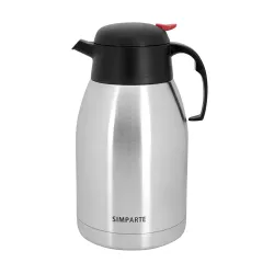 SIMPARTE Thermosteel Stainless Steel Carafe 1500ml | Double Wall Vacuum Insulated Tea Coffee Flask with Handle & Leak Pr