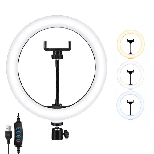 Image of Simpex 10\' Portable LED Ring Light with 3 Color Modes & Dimmable Lighting