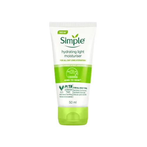 Image of Simple Hydrating Light Moisturiser, 50ml | 12hr Hydration | With Niacinamide, Pro-Vitamin B5, Glycerin & Borage Seed Oil