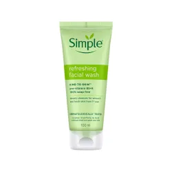 Simple Kind to Skin Refreshing Facial Wash | 100% Soap-Free Gentle Cleanser with Vitamin E & Glycerin | For All Skin Types | Perfect for Sensitive Skin, 100ml
