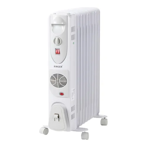 Image of SINGER 2400W OFR Room Heater with 9 Fins | PTC Fan | 3 Heat Settings | Thermostat Control | Overheat & Tip-Over Protecti