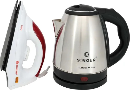 Image of SINGER Cutie DX Kettle & Dry Iron Trio (1.5L, Silver)
