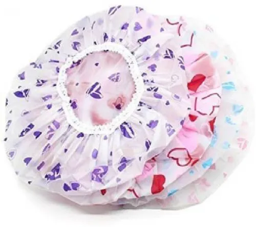 Image of SIOPAWORLD Reusable Elastic Water Proof Shower Cap (Pack of 3)