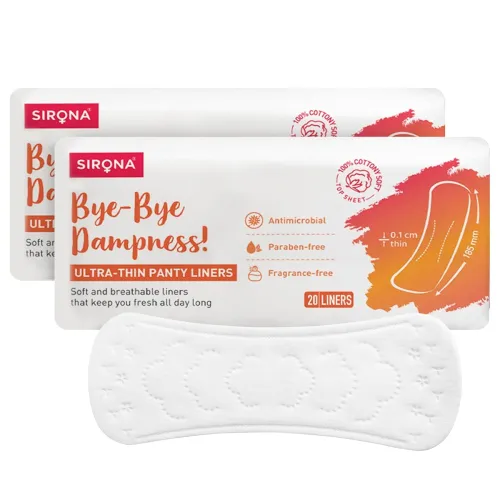 Image of Sirona Daily Use Panty Liners for Women with Aloe Vera - 40 Pcs (Pack of 2) | Cottony Soft Pantyliners Pad with Antimicr