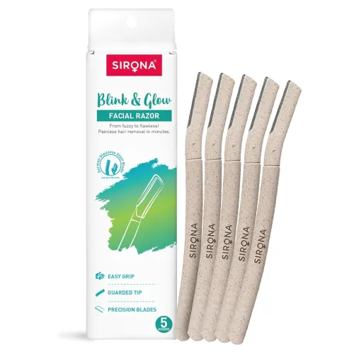 Image of Sirona Blink & Glow Facial Razor for Women - Pack of 5 | Painless Facial Hair Removal | For Eyebrows, Upper Lip, Forehea