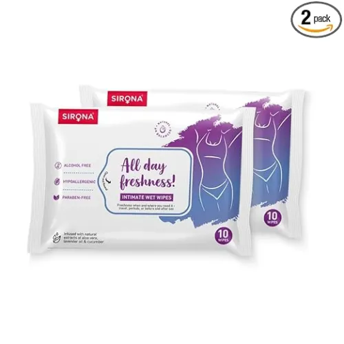 Image of Sirona Intimate Wet Wipes - 10 Wipes, Pack Of 2