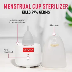 Sirona Reusable Menstrual Cup for Women (Small) + Electric Steam Sterilizer + pH Balanced Menstrual Cup Wash (100 ml) - Pack of 3 | Rash, Odour & Itch-Free Period Care with Quick Cleaning