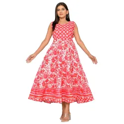 Siya Enterprises cotton Jaipuri print long midi maxi dress