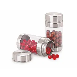 Sizzle Long Twist Stainless Steel See Through Transparent Jar 2 pcs