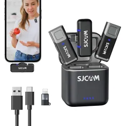 SJCAM M3 Wireless Lavalier Microphone (2TX+1RX) for Smartphones /iPhone | 7H Battery Life | 2.4GHz WiFi | 152m(500ft.) |