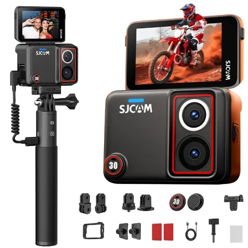 Image of SJCAM SJ30 8K Action Camera with Dual Lens 7H Battery Handle,Low Light Camera,2.51” Flip Touch Screen