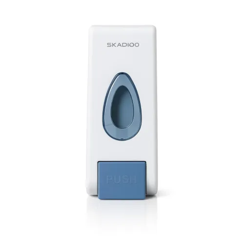 Image of SKADIOO Soap Dispenser for Wash Basin – White Wall-Mounted ABS Plastic, 350ml Liquid Lotion & Sanitizer Pump for Bathroo