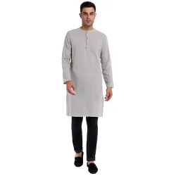 SKAVIJ Mens Handmade Long Cotton Kurta Casual Shirt Regular Fit