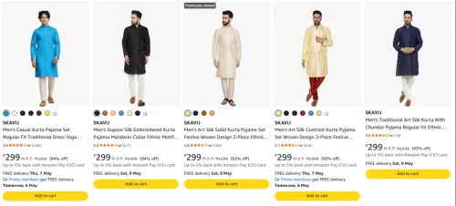 Image of SKAVIJ Men's Kurta Pyjama Set at minimum 90% Discount