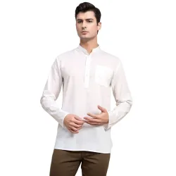 SKAVIJ Mens Long Sleeve Short Tunic Ethnic Wear Cotton Kurta