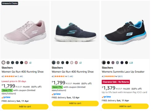 Image of Skechers Women Shoes @ Minimum 60% Discount 