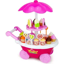 Skiloriz Ice Cream Toy Cart Play Set for Kids - 39-Piece Pretend Play Food - Educational Ice-Cream Trolley Truck Great G