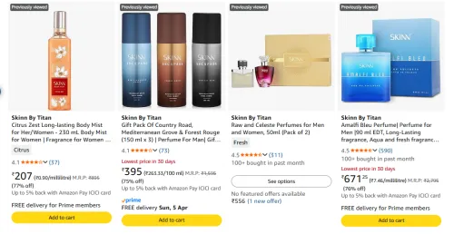 Image of Skinn by Titan Perfumes at minimum 70% Discount