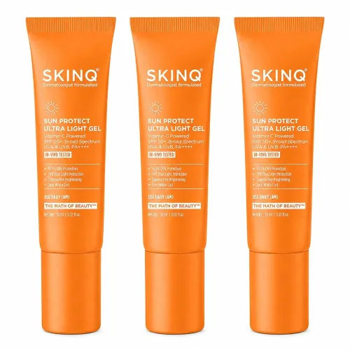 Image of SKINQ Sunscreen - SPF 50+ PA++++ Sun Protect Ultra Light Gel 10ml (Pack of 3)