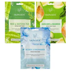 SkinSide Serum Sheet Mask for Glowing Skin with Hyaluronic Acid | Face Mask Sheets Combo for | Hydrating | Tan & Blackheads Removal | Instant Brightening | Pore Reduction | Fairness | Skin T...