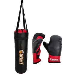 SKMT Never Lose Until You Win Kids Boxing Kit Set, Punching Bag with Punching Gloves (2-8 Years) (Black)