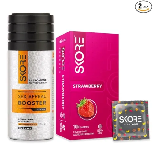 Image of Skore Pheromone Deodorant 150ml + Strawberry Condoms (10s)