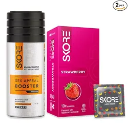 Skore Pheromone Deodorant 150ml + Strawberry Condoms (10s)