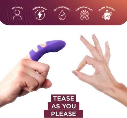 Image of SKORE Teasher Rechargeable Finger Personal Massager with Cherry Lube (Pack of 2 For Women)