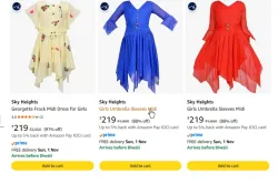 Sky Heights Georgette Frock Midi Dress for Girls at minimum 88% Discount