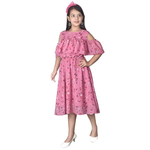 Image of Sky Heights Girl's Georgette A-Line Midi Dress