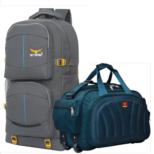 Image of sky spirit  Rucksack Backpack With Duffel Bag Combo Pack of 2 For men and women,for travel Rucksack - 50 L  (Green, Grey