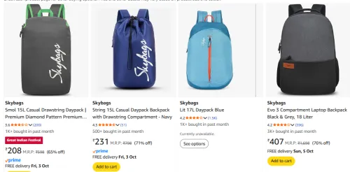 Image of Skybags Backpack Starting @ ₹208 