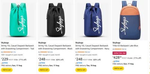 Image of Skybags Backpack Starting @ ₹229