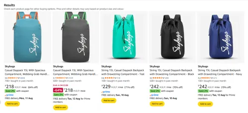 Image of Skybags Backpacks Upto 85% OFF Starting at ₹229