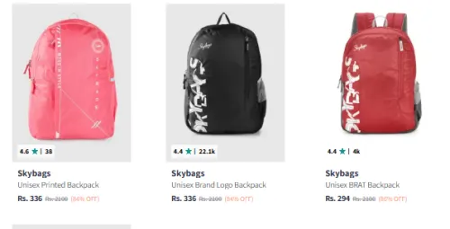 Image of Skybags Backpacks upto 86% off starting @ ₹294