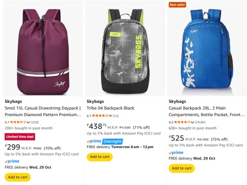Image of Skybags Bags upto 75% Discount