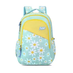 Skybags Bloom 30 Litres Yellow Blue School Bag For Girls, 3 Compartment