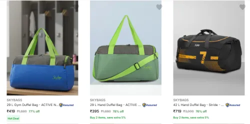 Image of Skybags Duffel Bags upto 78% Discount